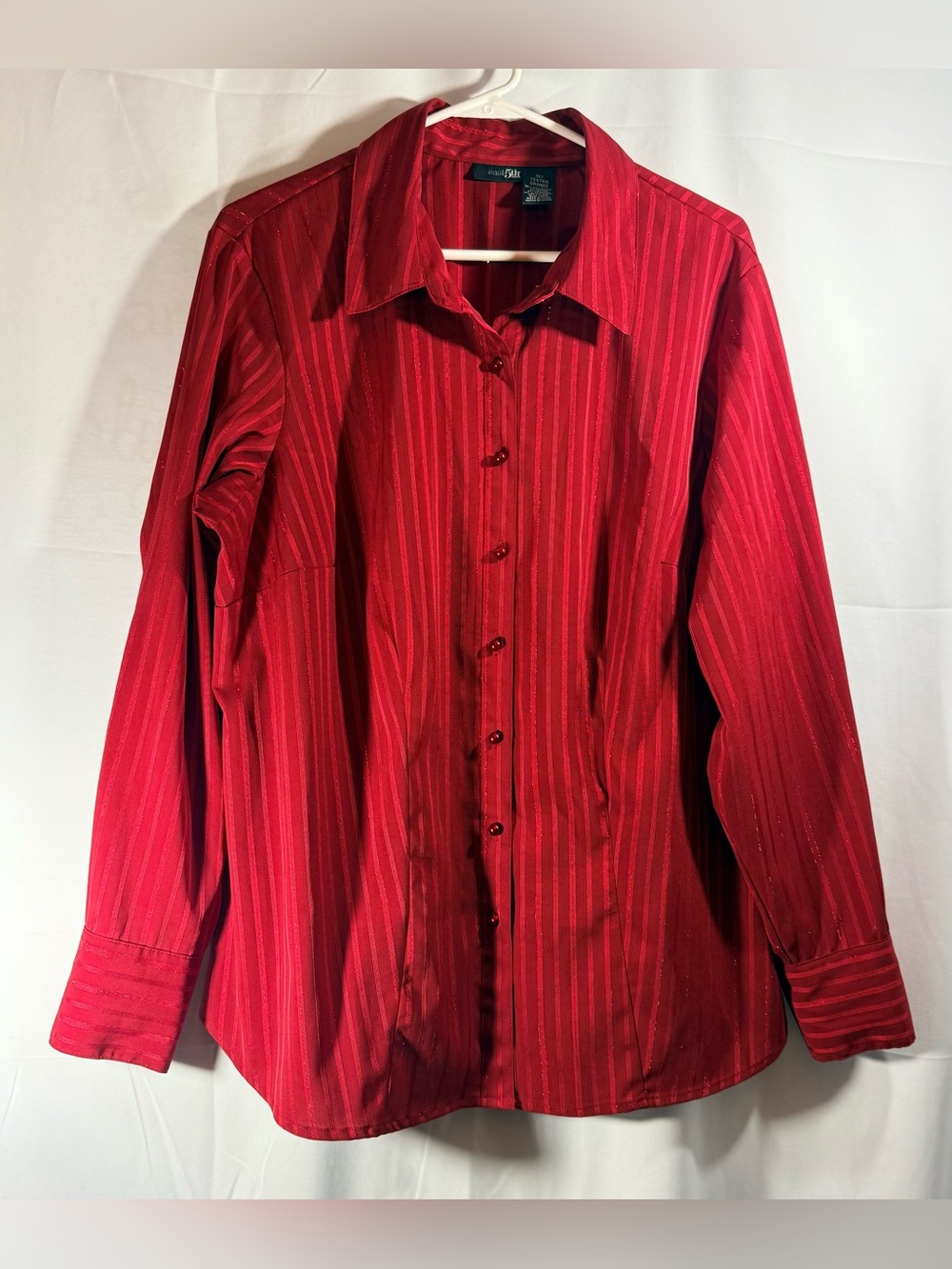 East 5th Red Pinstripe Long Sleeve Button Shirt Size 1X